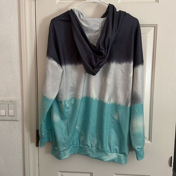 Ombré blue oversized Hoodie - Picture 2 of 3